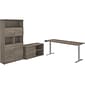 Bush Business Furniture Office 500 72"W Adjustable Desk with Storage and Bookcase, Modern Hickory (OF5006MHSU)