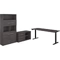 Bush Business Furniture Office 500 72W Adjustable Desk with Storage and Bookcase, Storm Gray (OF500
