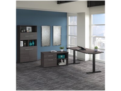 Bush Business Furniture Office 500 72W Adjustable Desk with Storage and Bookcase, Storm Gray (OF500