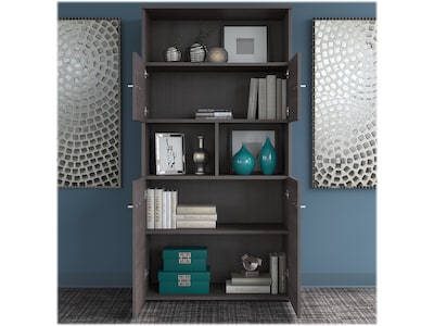 Bush Business Furniture Office 500 72"W Adjustable Desk with Storage and Bookcase, Storm Gray (OF5006SGSU)