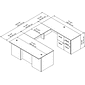 Bush Business Furniture Office 500 72"W U Shaped Executive Desk with Drawers, Modern Hickory (OF5002MHSU)