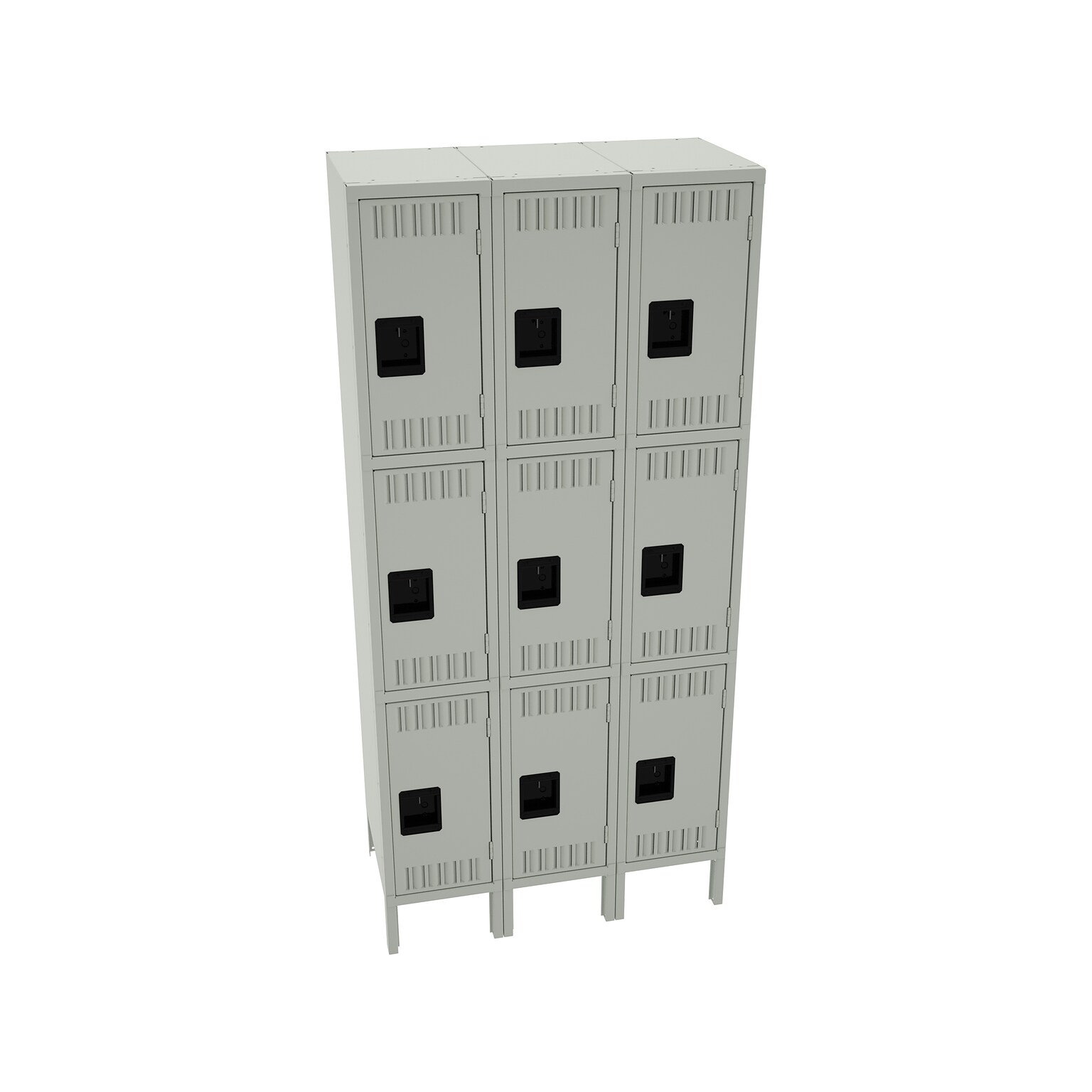 Tennsco 78 3-Tier Three Wide Light Gray Storage Locker (TTS-121824-3-LGY)