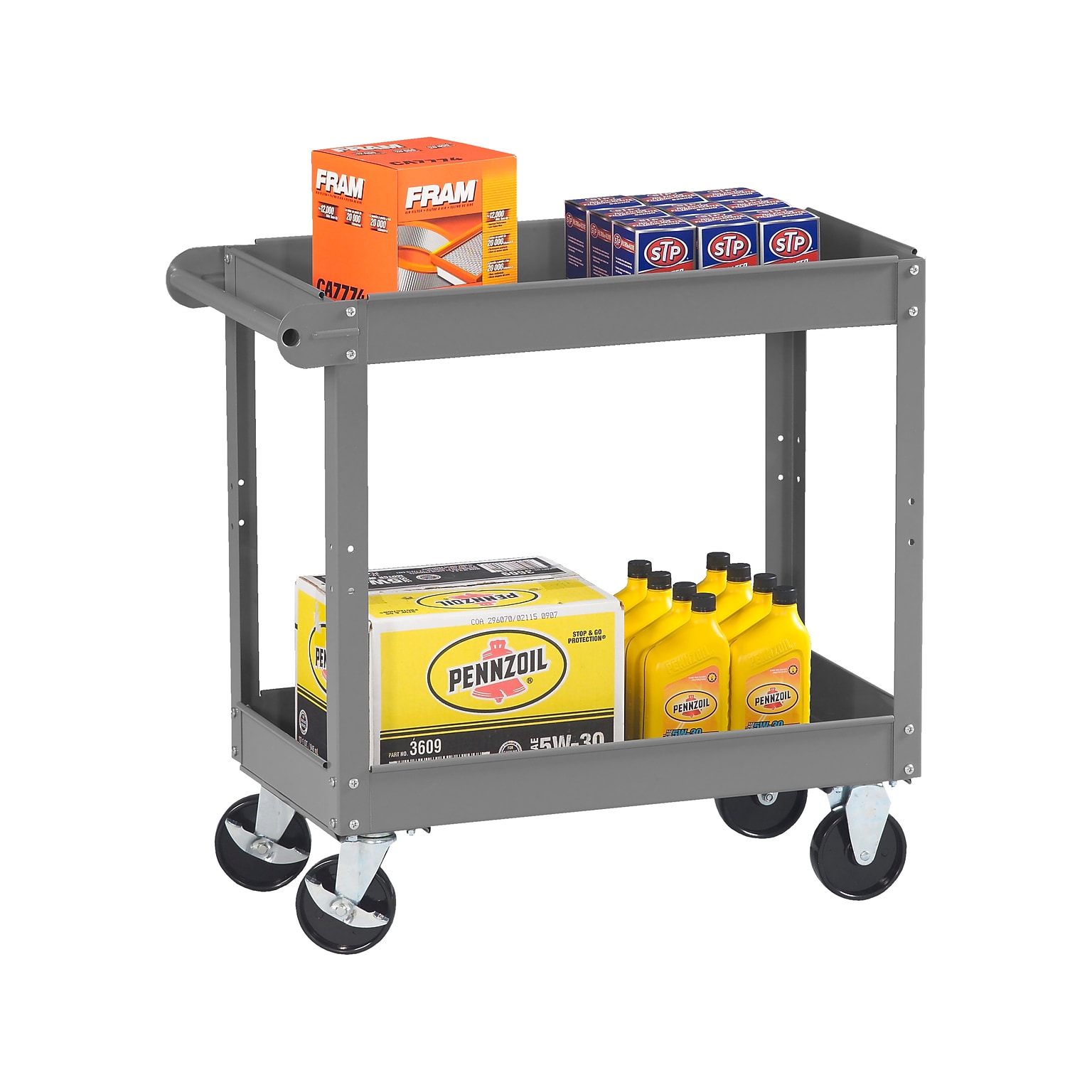 Tennsco 2-Shelf Steel Cart, Medium Gray (SC-1630)