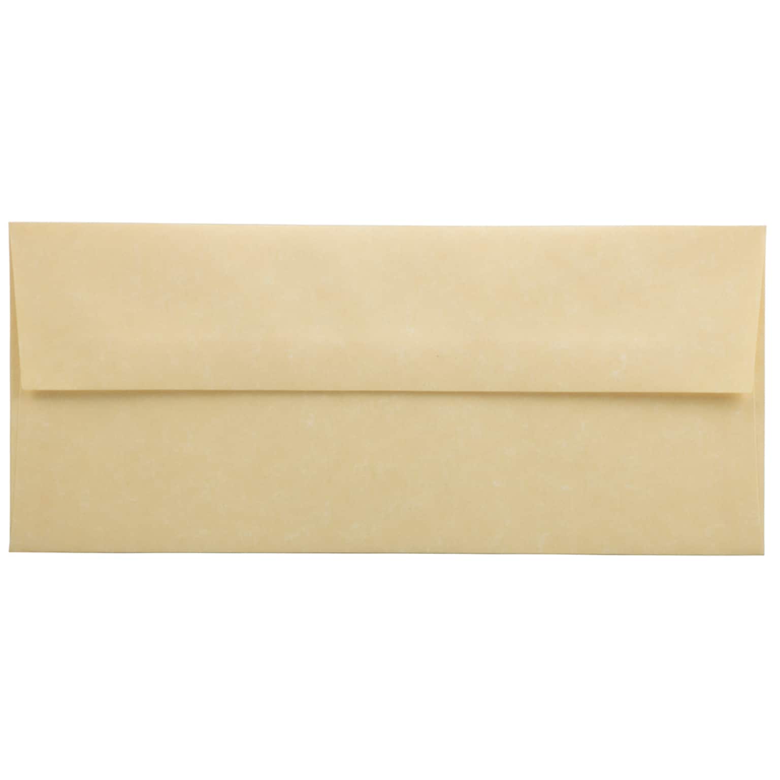 JAM Paper Open End #10 Booklet Envelope, 4 1/8 x 9 1/2, Antique Gold Parchment, 500/Pack (900906635H)