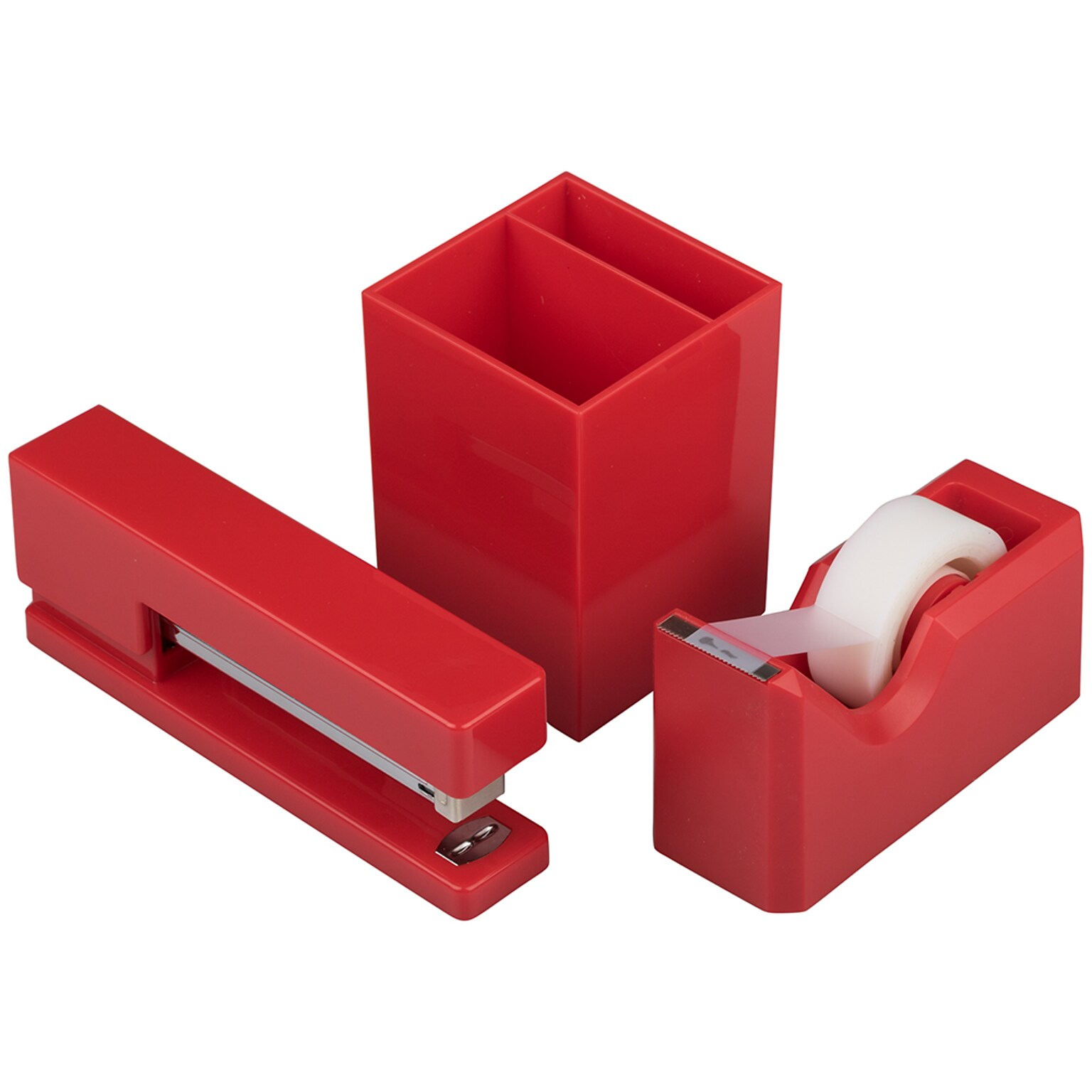 JAM Paper Desk Supplies Kit, Red, 3/Pack (337841RE)