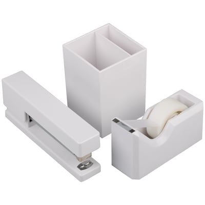 JAM Paper Desk Supplies Kit, White, 3/Pack (337841WH)