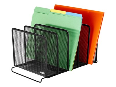 Rolodex 5-Compartment Wire Mesh File Organizer, Black (22141)