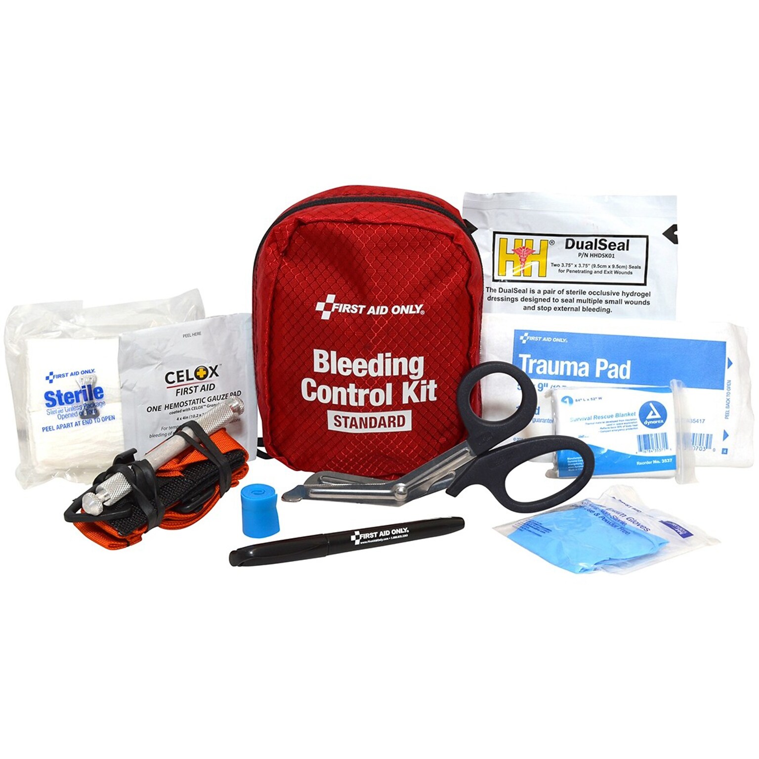 First Aid Only Bleeding Control Kit, Texas Mandate HB496, Limb & Torso Wounds, 13 Pieces  (91159)