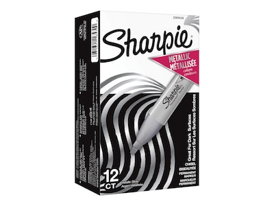 Sharpie Permanent Markers, Chisel Tip, Silver Metallic, 12/Pack (2089638)