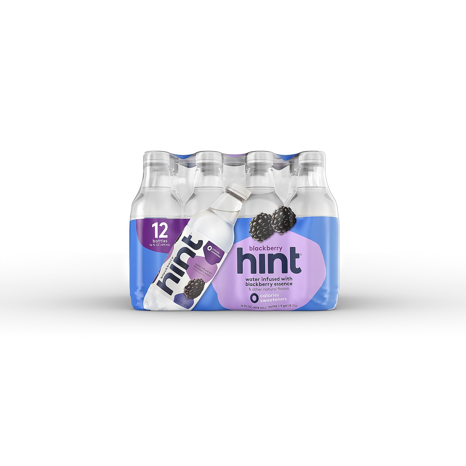 Hint Blackberry Flavored Water, 16 Oz., 12/Carton (00034)