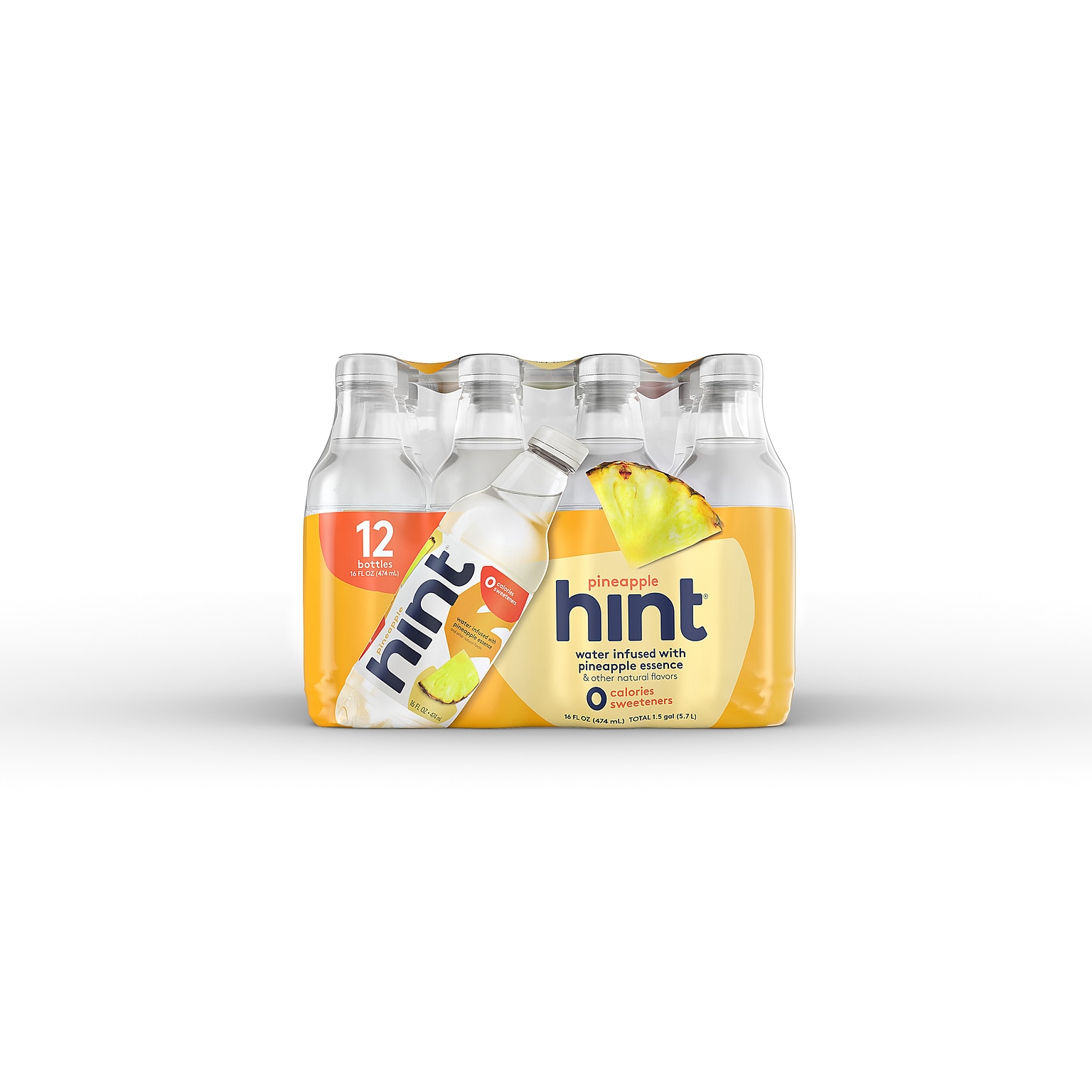 Hint Pineapple Flavored Water, 16 Oz., 12/Carton (00129)