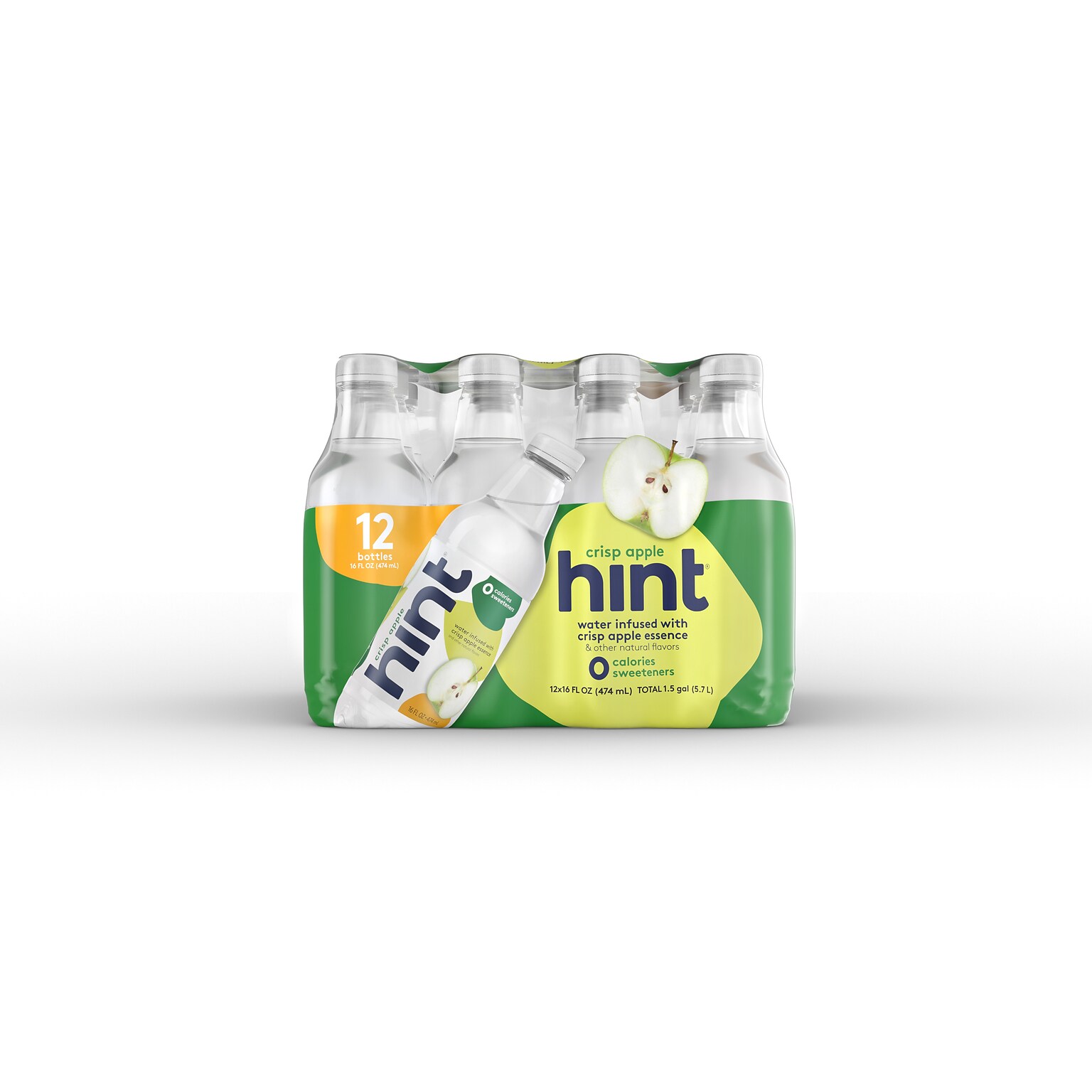 Hint Crisp Apple Flavored Water, 16 Oz., 12/Carton (00104)