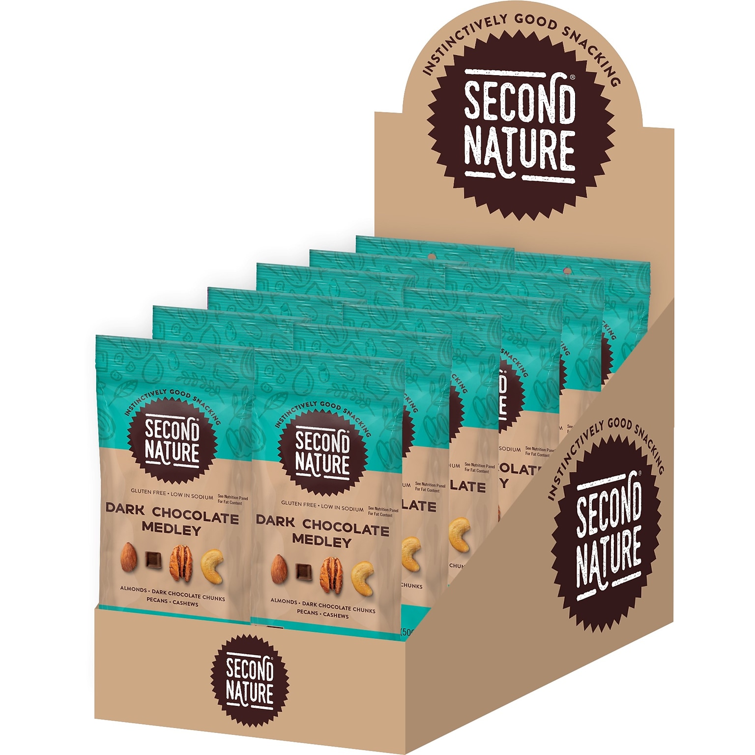 Second Nature Gluten Free Dark Chocolate Medley Nut Snack Mix, 1.75 oz., 12/Pack (1178)