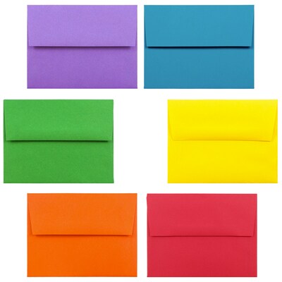 JAM Paper A2 Colored Invitation Envelopes, 4 3/8 x 5 3/4, Assorted Colors, 150/Pack (956A2brogvy)