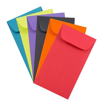 JAM Paper #6 Coin Business Colored Envelopes, 3.375 x 6, Assorted Colors, 150/Pack (3567306assrt)