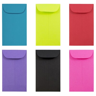 JAM Paper® #3 Coin Business Colored Envelopes, 2.5 x 4.25, Assorted Colors, 150/Pack (3567303assrt)