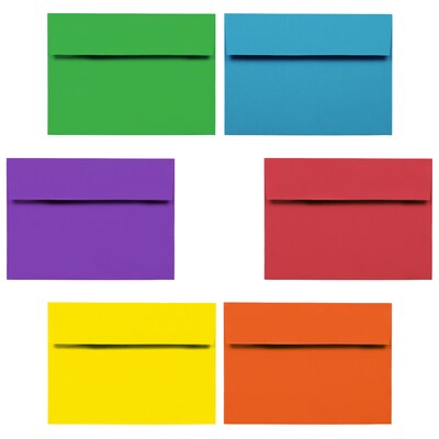 JAM Paper A7 Colored Invitation Envelopes, 5.25 x 7.25, Assorted Colors, 150/Pack (956A7BRORGVY)