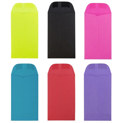 JAM Paper #3 Coin Business Colored Envelopes, 2.5 x 4.25, Assorted Colors, 150/Pack (3567303assrt)