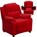 Flash Furniture Deluxe Contemporary Heavily Padded Microfiber Kids Recliner W/Storage Arms, Red