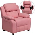 Flash Furniture Deluxe Contemporary Heavily Padded Vinyl Kids Recliner W/Storage Arms, Pink