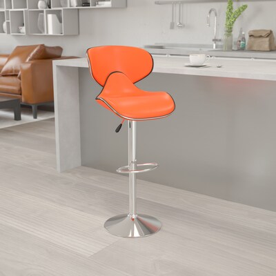 Flash Furniture Contemporary Vinyl Adjustable Height Barstool with Back, Orange (DS815ORG)