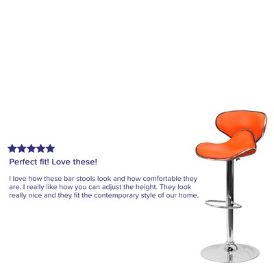 Flash Furniture Contemporary Vinyl Adjustable Height Barstool with Back, Orange (DS815ORG)