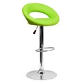 Flash Furniture Vinyl Contemporary Rounded Back Adjustable Height Barstool, Green w/Chrome Base