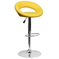 Flash Furniture 32.75 Contemporary Yellow Vinyl Rounded Back Adj Height Barstool w/Chrome Base