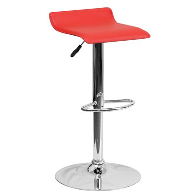 Flash Furniture Contemporary Vinyl Adjustable Height Barstool, Red with Chrome Base (DS801CONTRED)