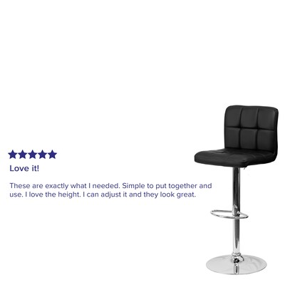 Flash Furniture Contemporary Vinyl Barstool with Back, Adjustable Height, Black (DS810MODBK)