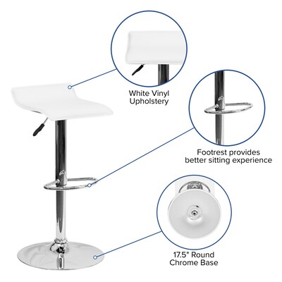 Flash Furniture Contemporary Vinyl Low Back Barstool, Adjustable Height, White (DS801CONTWH)