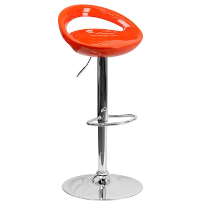 Flash Furniture Contemporary Plastic Cutout Back Barstool, Adjustable Height, Orange (CHTC31062ORG)