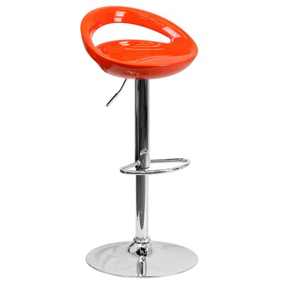 Flash Furniture Contemporary Plastic Cutout Back Barstool, Adjustable Height, Orange (CHTC31062ORG)