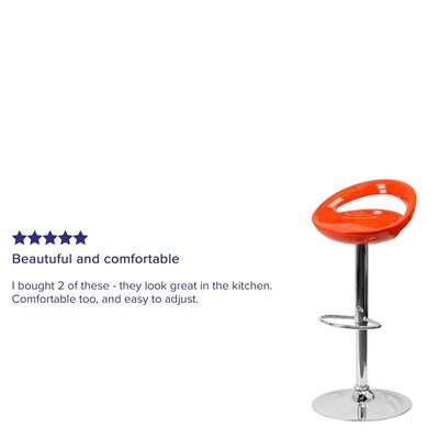 Flash Furniture Contemporary Plastic Cutout Back Barstool, Adjustable Height, Orange (CHTC31062ORG)