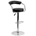 Flash Furniture Adjustable-Height Contemporary Vinyl Barstool, Black w/Chrome Arms and Base