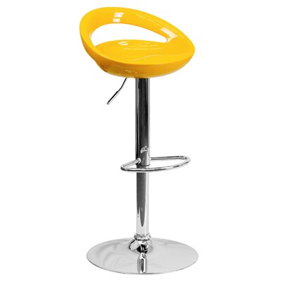 Flash Furniture Adjustable-Height Contemporary Yellow Plastic Barstool, Chrome Base CHTC31062YEL()