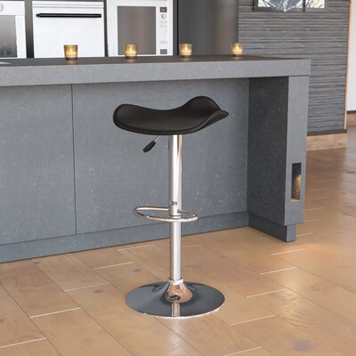 Flash Furniture Contemporary Vinyl Barstool without Back, Adjustable Height, Black (CHTC31002BK)