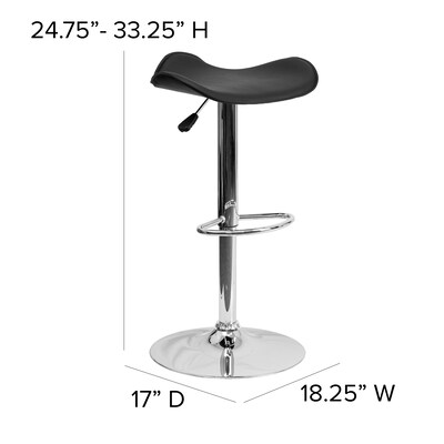Flash Furniture Contemporary Vinyl Barstool without Back, Adjustable Height, Black (CHTC31002BK)