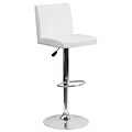 Flash Furniture Adjustable-Height Contemporary Vinyl Barstool; White with Chrome Base (CH92066WH)