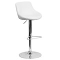 Flash Furniture Contemporary Adjustable-Height Vinyl Bucket Seat Barstool, White w/Chrome Base