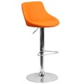 Flash Furniture Contemporary Orange Vinyl Bucket Seat Adjustable Height Barstool w/Chrome Base