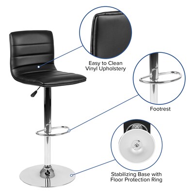 Flash Furniture Contemporary Vinyl Barstool, Adjustable Height, Black (CH920231BK)