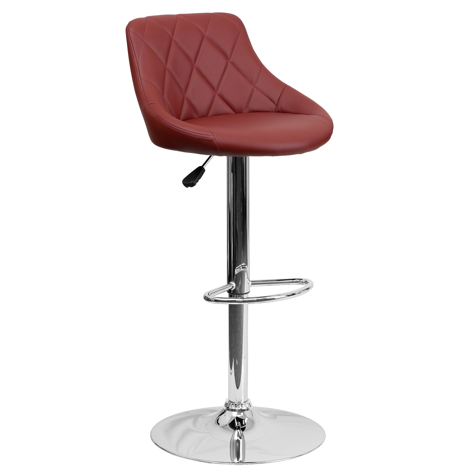 Flash Furniture Contemporary Vinyl Adjustable Height Barstool with Back, Burgundy (CH82028ABURG)