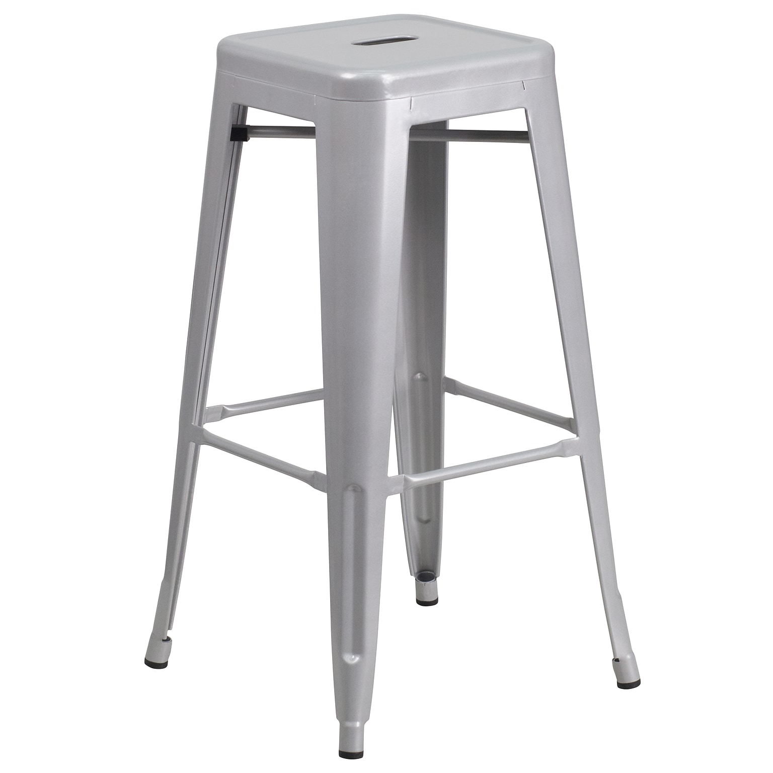 Flash Furniture Kai Industrial Galvanized Steel Barstool without Back, Silver (CH3132030SIL)