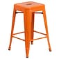 Flash Furniture Kai Industrial Galvanized Steel Counter Stool without Back, Orange (CH3132024OR)