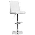 Flash Furniture Adjustable-Height Contemporary Vinyl Barstool, White with Chrome Base (CH122090WH)