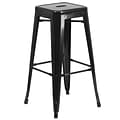 Flash Furniture Kai Industrial Metal Barstool without Back, Black (CH3132030BK)