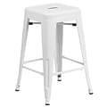 Flash Furniture Kai Industrial Metal Counter Stool without Back, White (CH3132024WH)