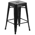 Flash Furniture Kai Industrial Metal Counter Stool without Back, Black (CH3132024BK)