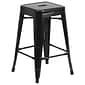 Flash Furniture Kai Industrial Galvanized Steel Counter Stool without Back, Black (CH3132024BK)